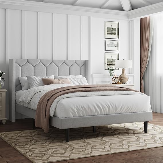 Pink Velvet Upholstered Full Bed Frame