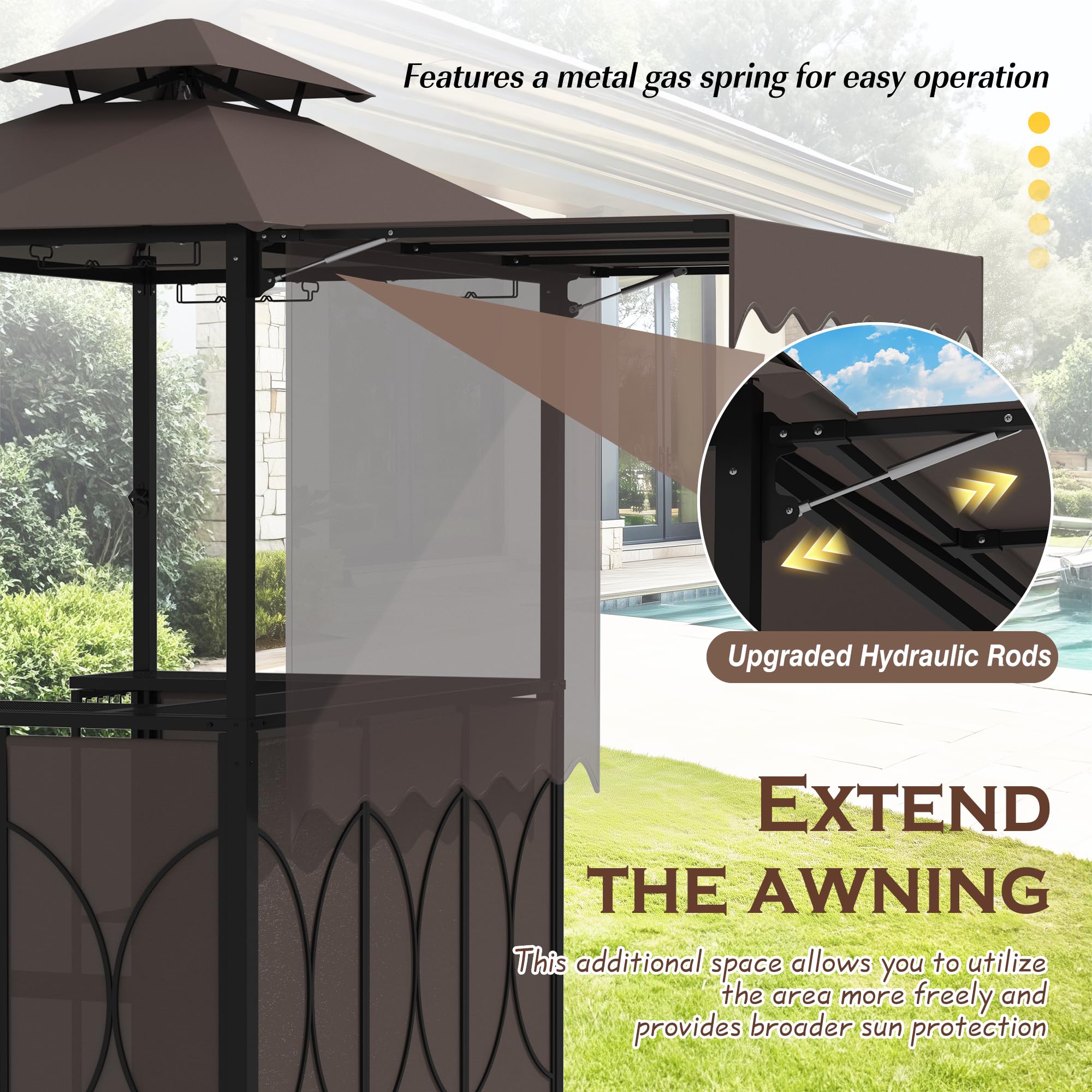 3 Piece Patio Bar and Grill Set with Canopy