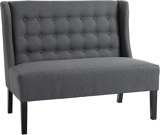 Wingback Button Tufted Loveseat with Wood Legs