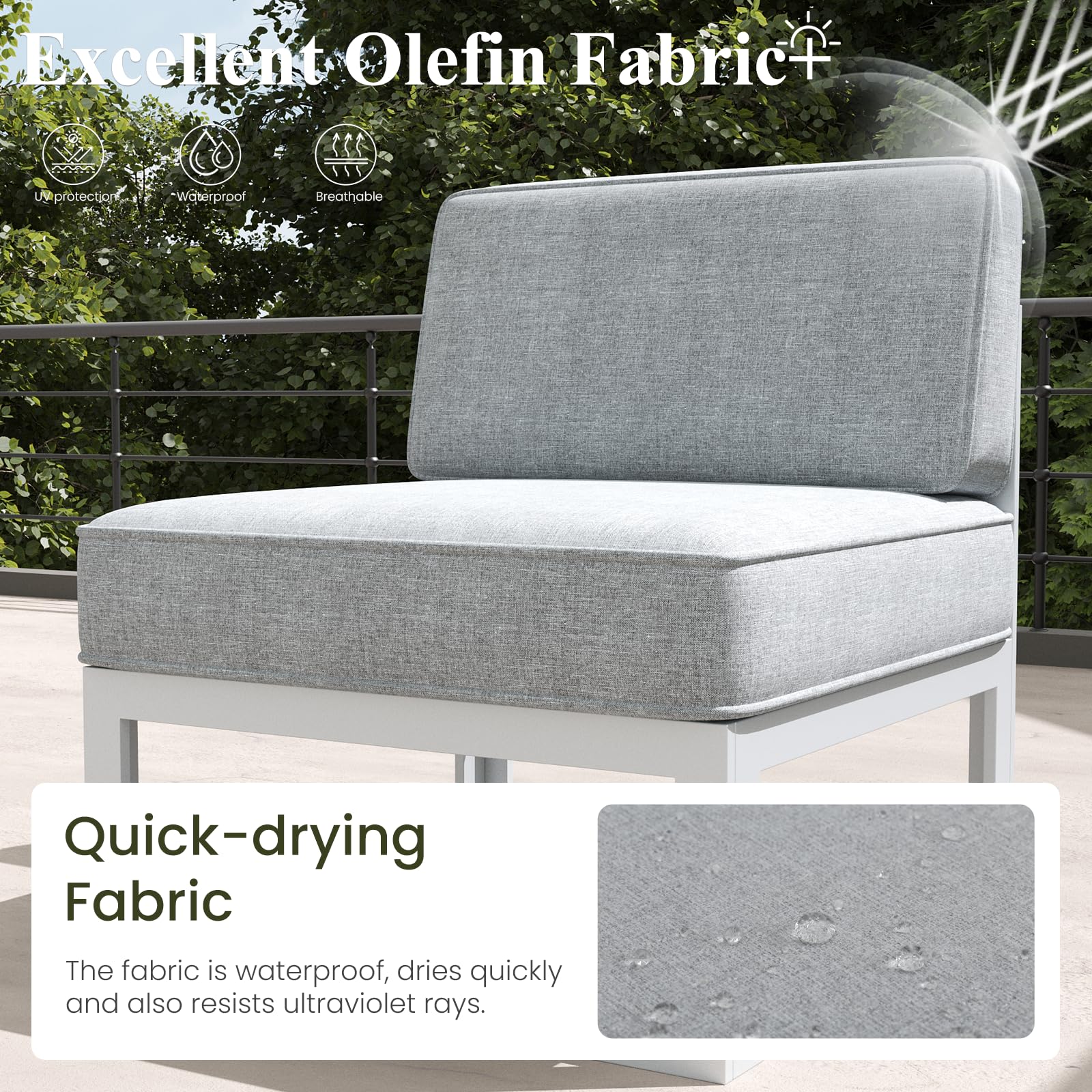 9-Piece Modern Aluminum Patio Sectional Set with Coffee Table