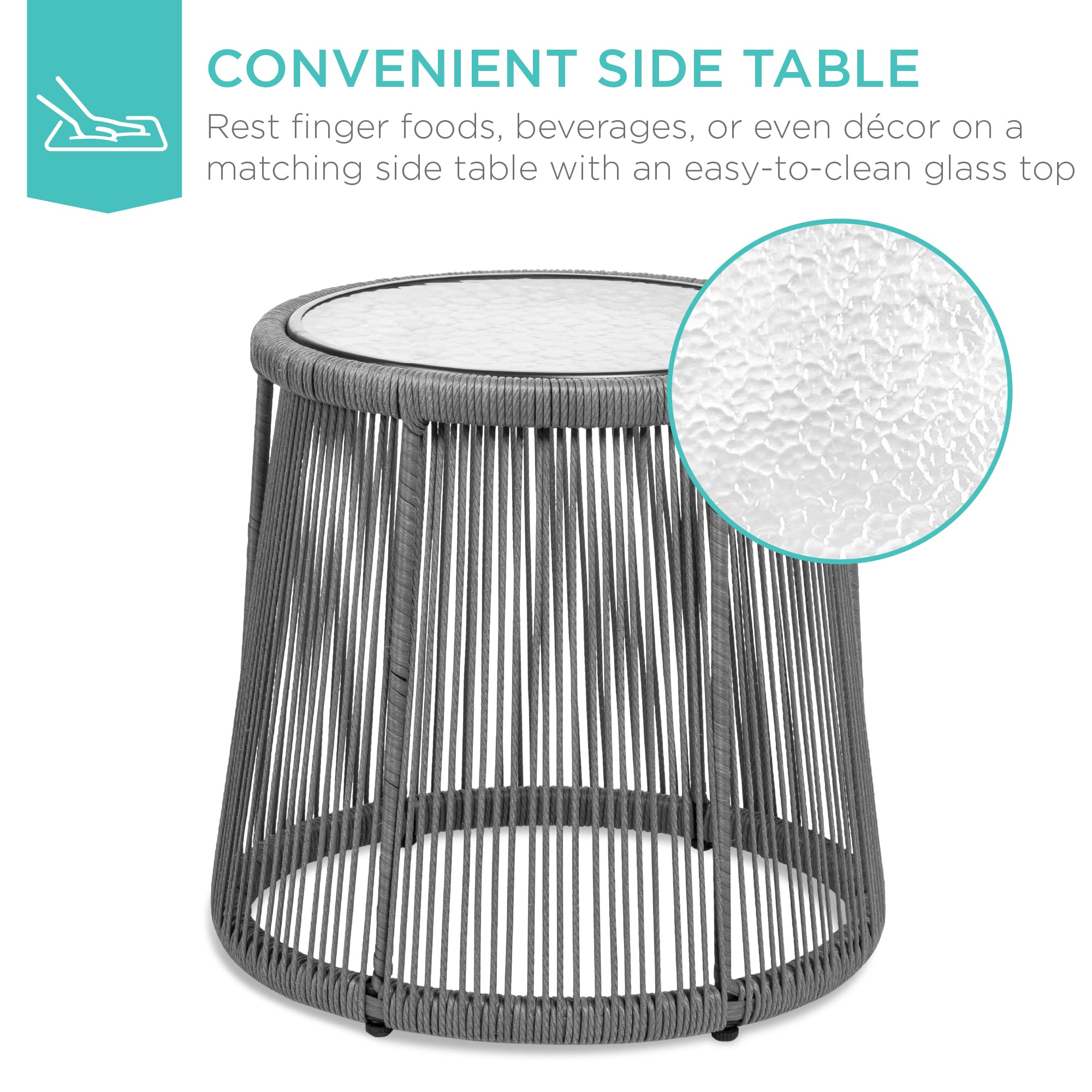 3-Piece Patio Wicker Bistro Set with Cushions