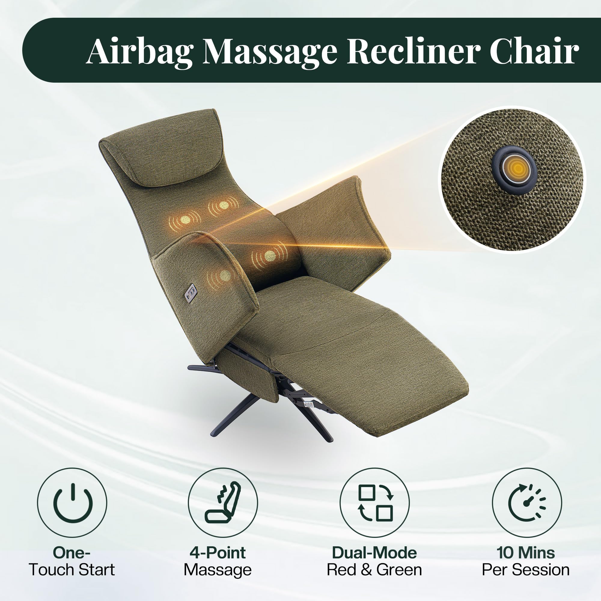 Dual Motor Power Recliner Chair with 270° Swivel and Air Massage