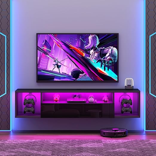 Floating TV Stand with LED Lights 55 Inch