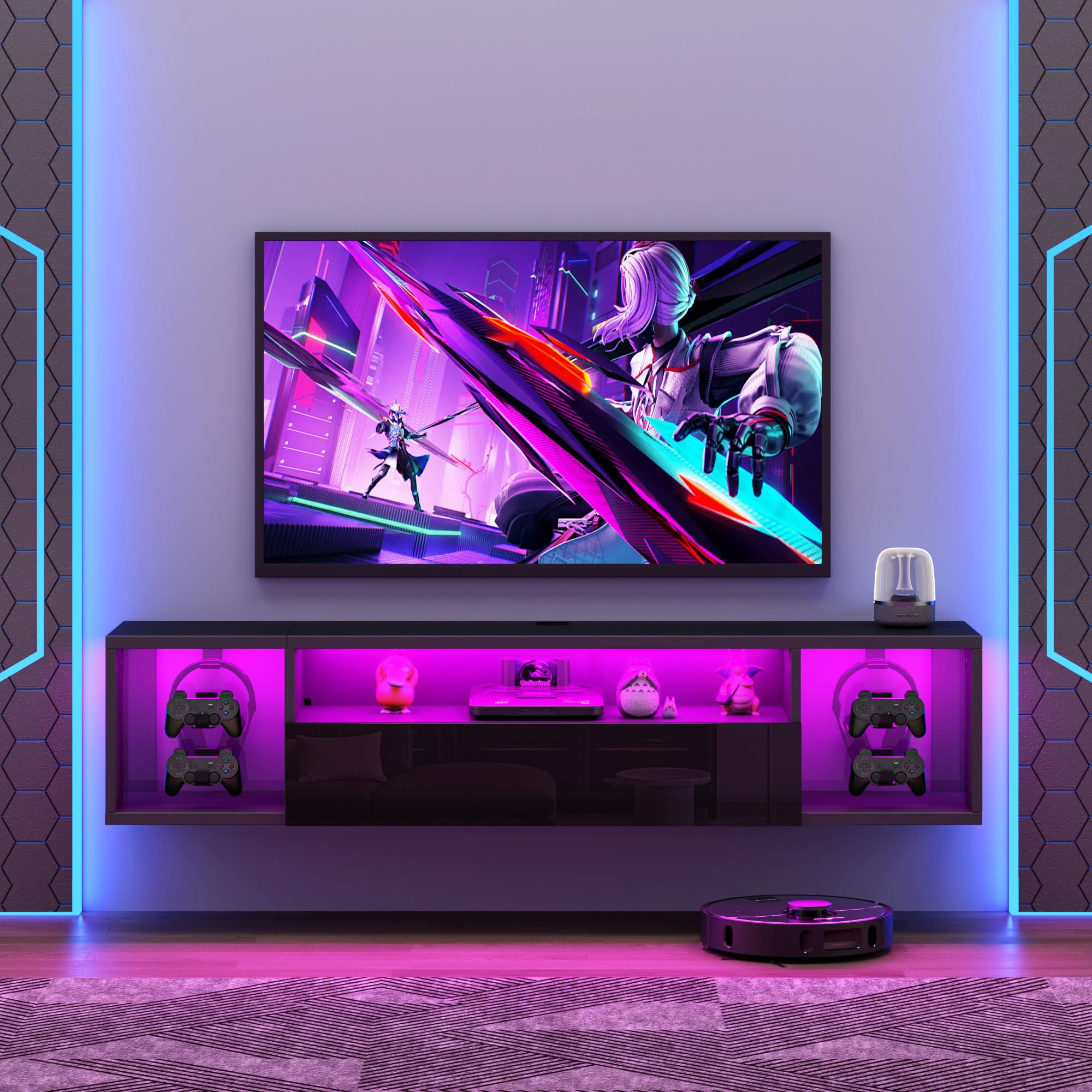 Floating TV Stand with LED Lights 55 Inch