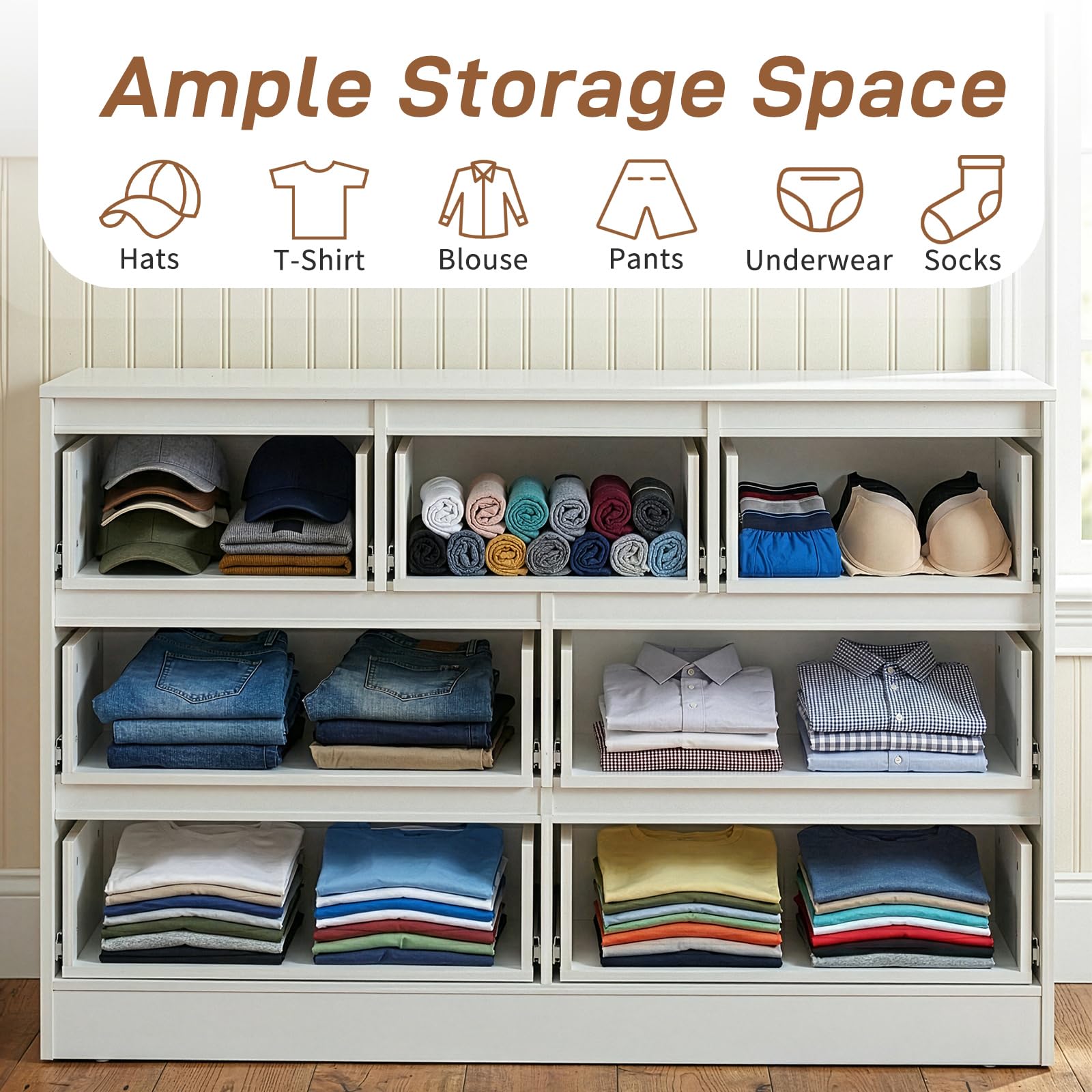 White Dresser 3-Tier 7-Drawer Chest of Drawers