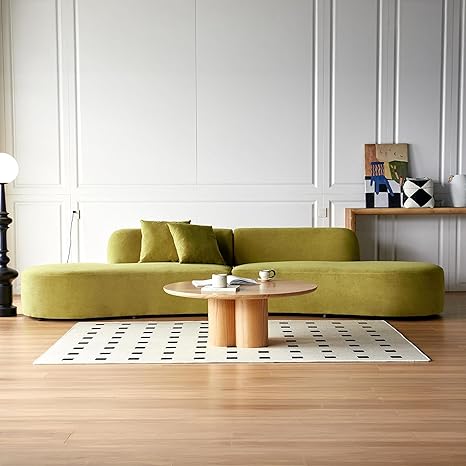 132" Curved Velvet Sofa 6 Seater