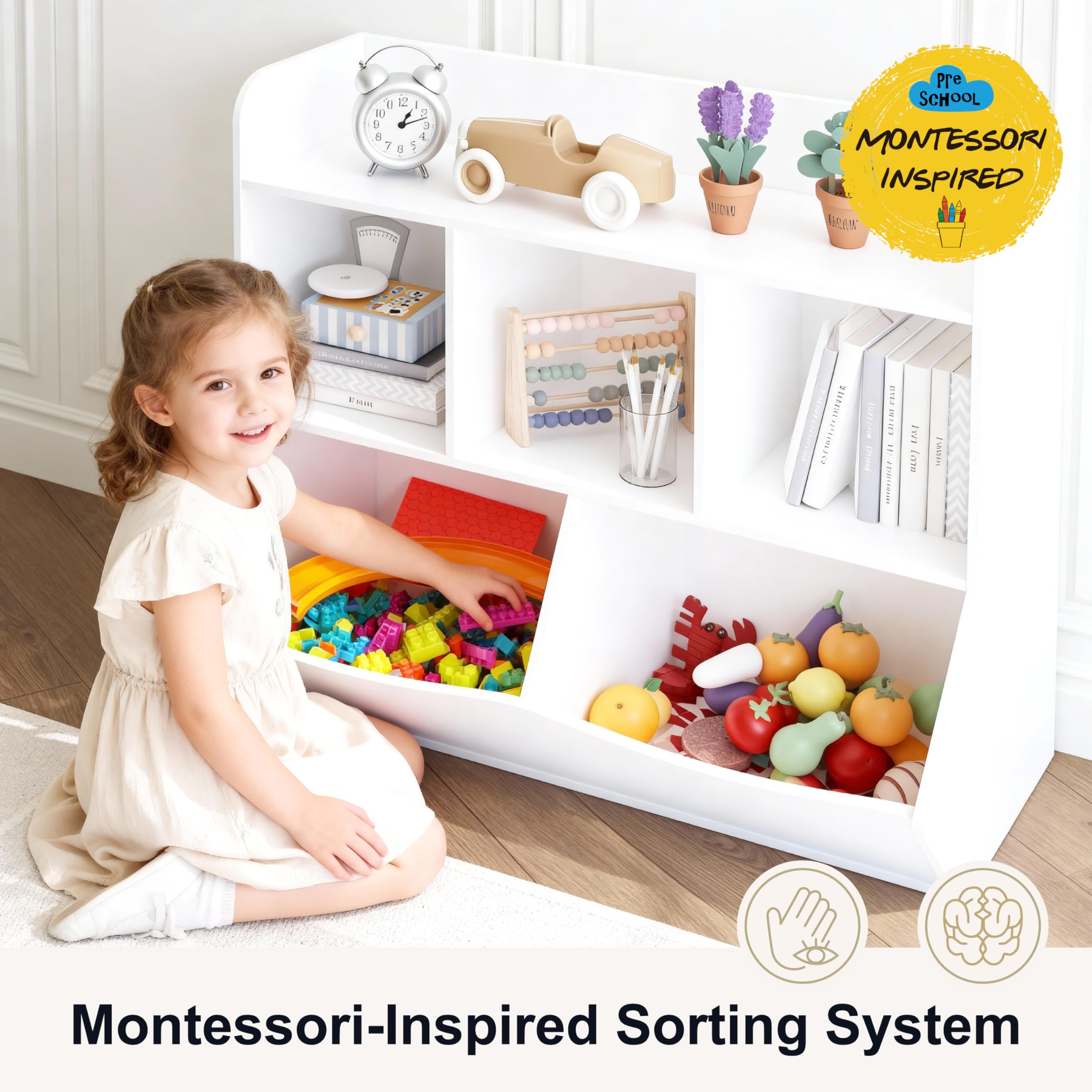 Kids Toy Storage Organizer with Bookcase