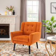 Mid Century Velvet Accent Chair with Wood Legs