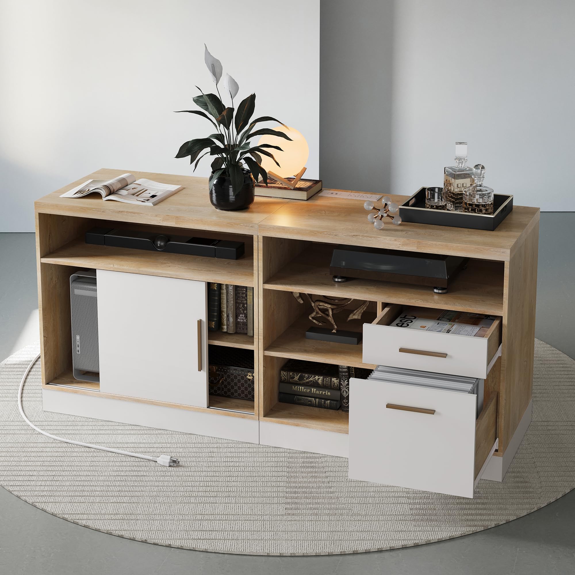 63" Wood Lateral File Cabinet with Lock
