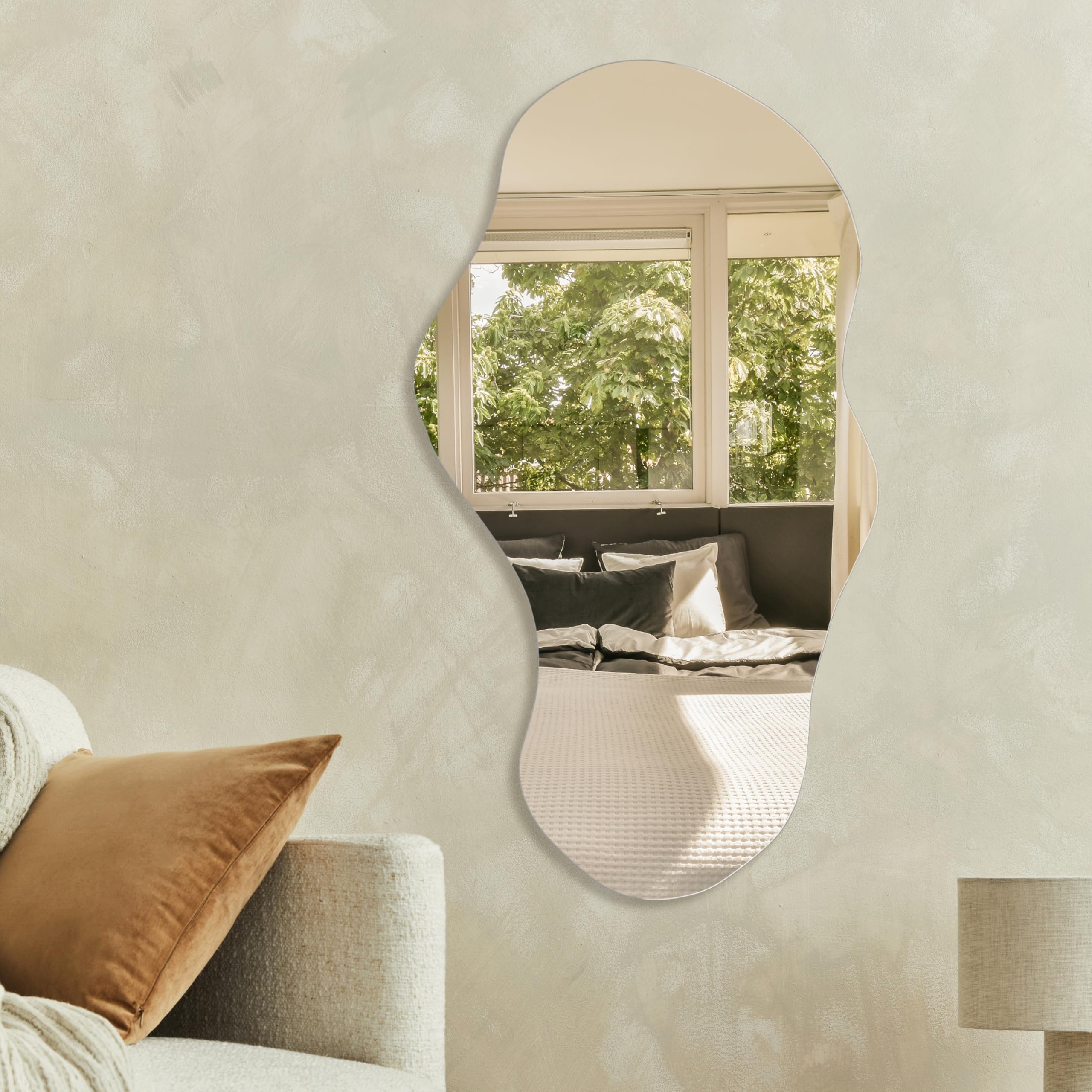 Irregular Cloud Wall Mirror 43x24 Asymmetrical Decorative Modern