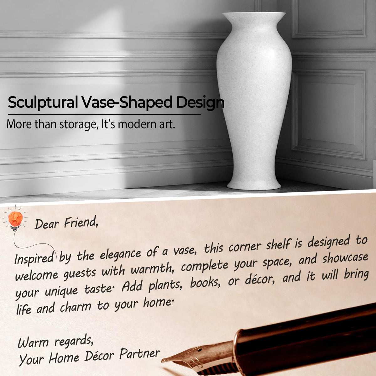 5-Tier Corner Shelf Vase-Shaped Bookcase