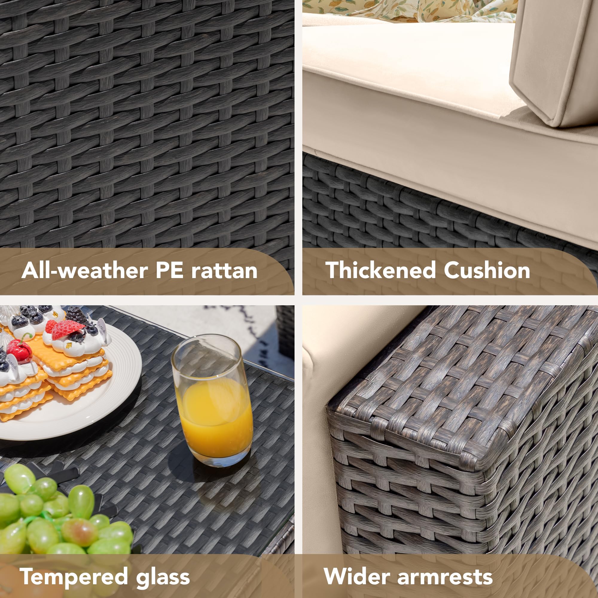 6-Piece Outdoor Sectional Rattan Sofa Set