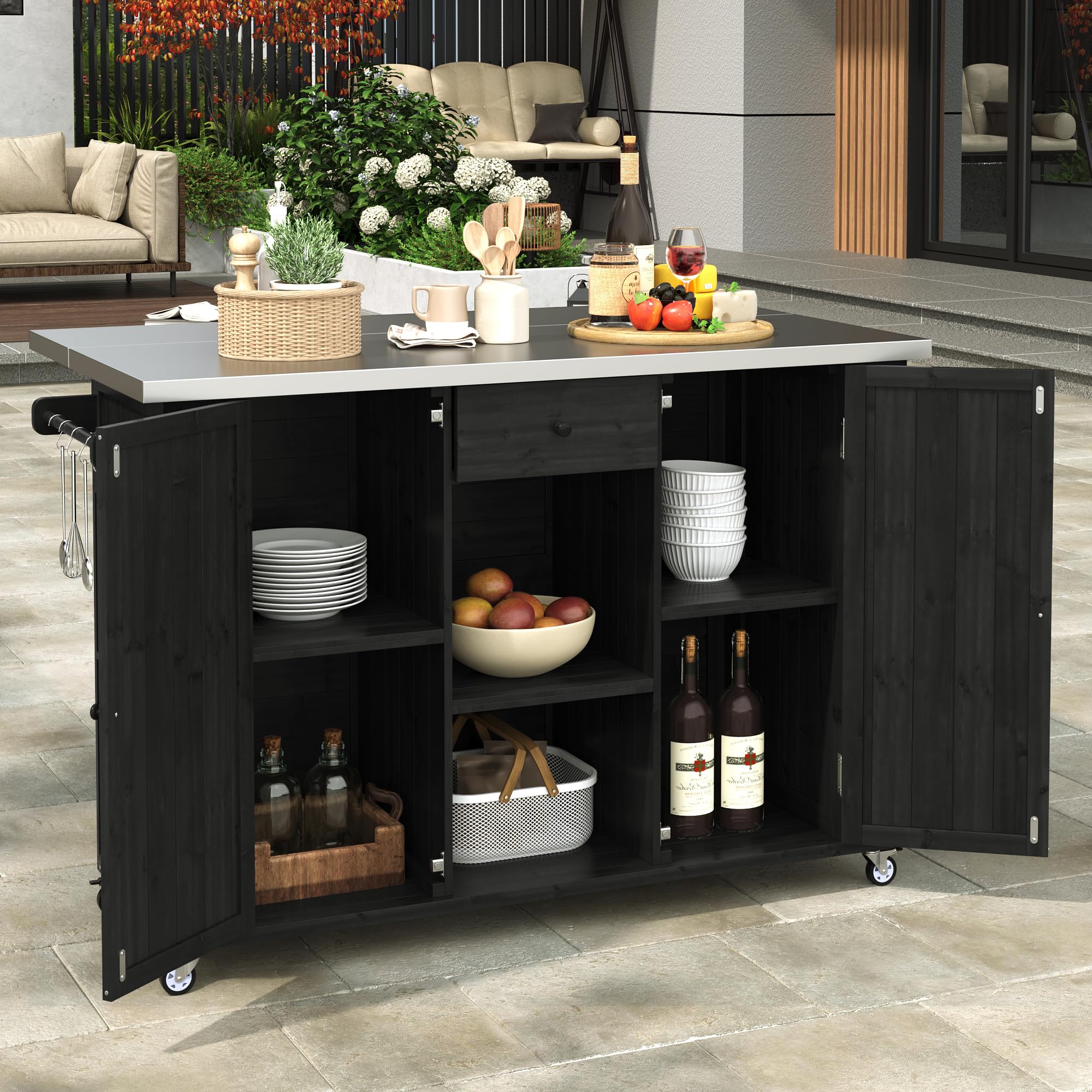 Outdoor Kitchen Island with Stainless Steel Top