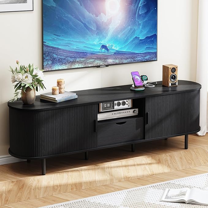 69" TV Stand with Power Outlet and Storage