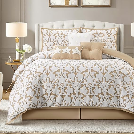 7 Piece Jacquard Comforter Set Queen