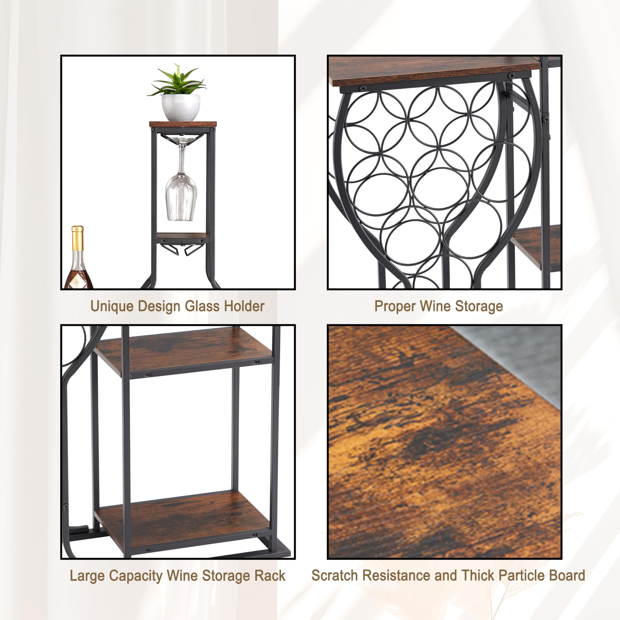 5-Tier Wine Rack Freestanding Floor 11 Bottles