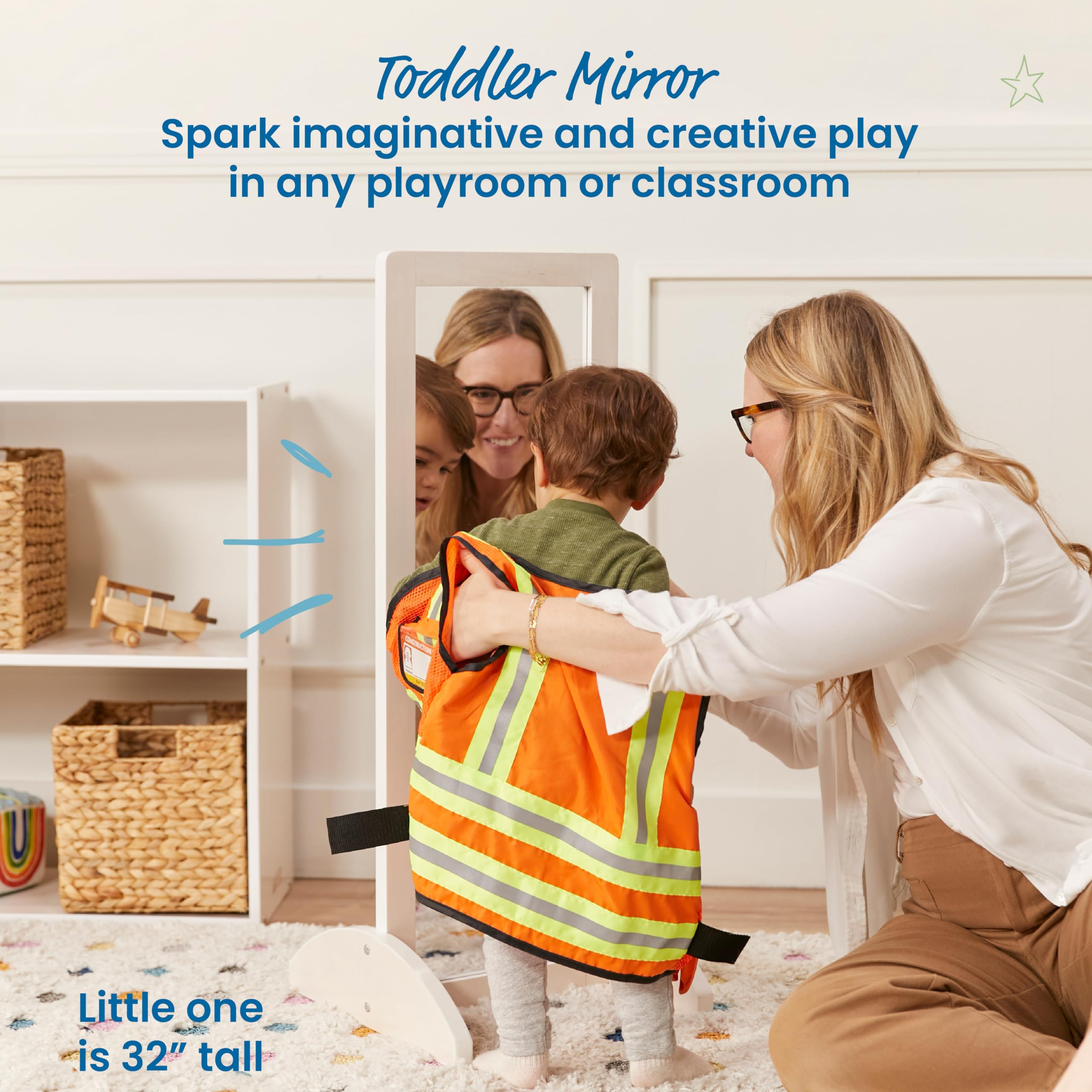 Bi-Directional Floor Mirror for Kids