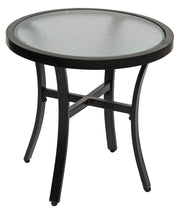 Round Outdoor Patio Accent Table with Tempered Glass Top