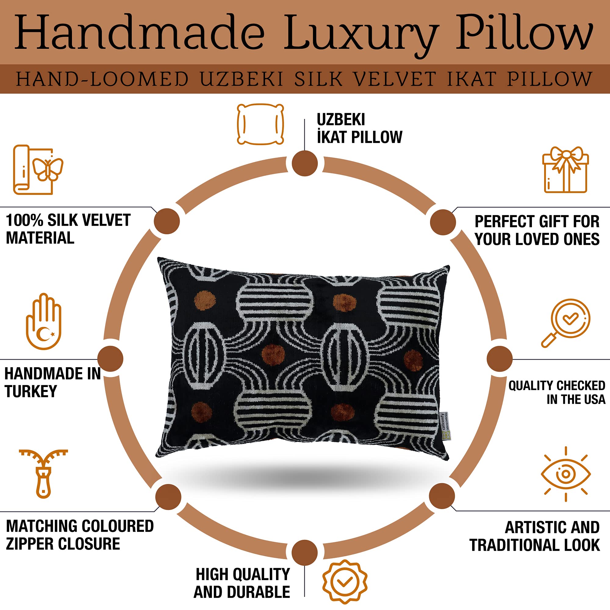 Handmade Velvet Throw Pillow 16x24 - Down Feather Fill Geometric Striped Design