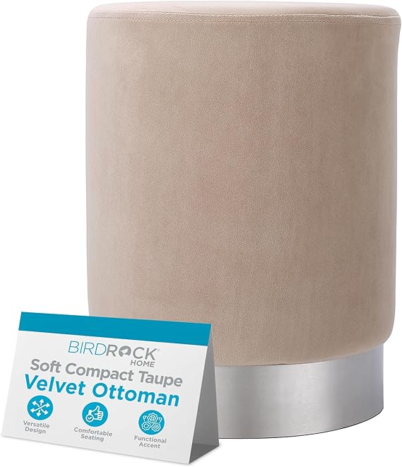 Round Ottoman Foot Stool - Soft Padded Compact Footrest