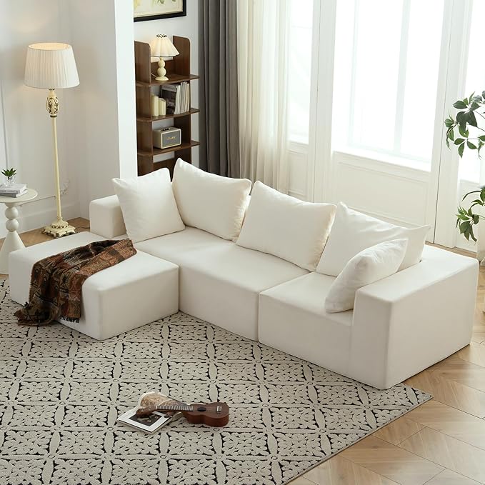 Modular L-Shaped Sectional Sofa with Deep Seat