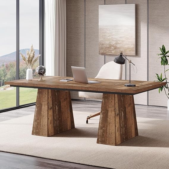 63 Inch Executive Desk Double Pedestal Black