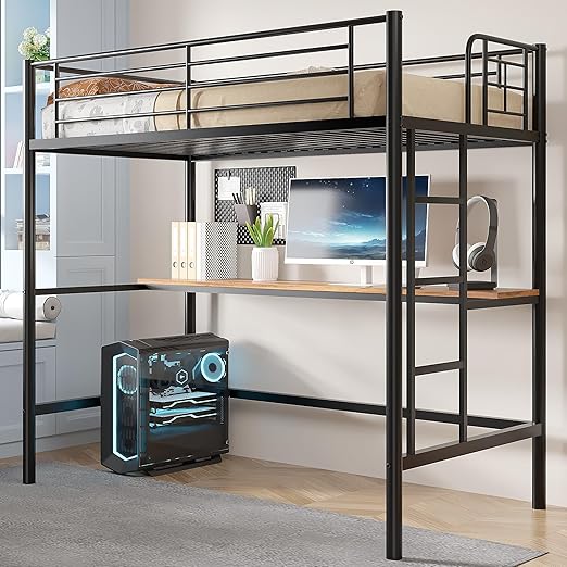 Twin Loft Bed with Desk and Ladder