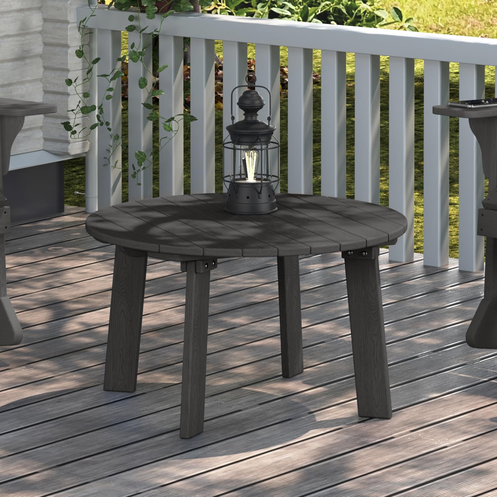Round Outdoor Coffee Table Grey 31.5 Inch