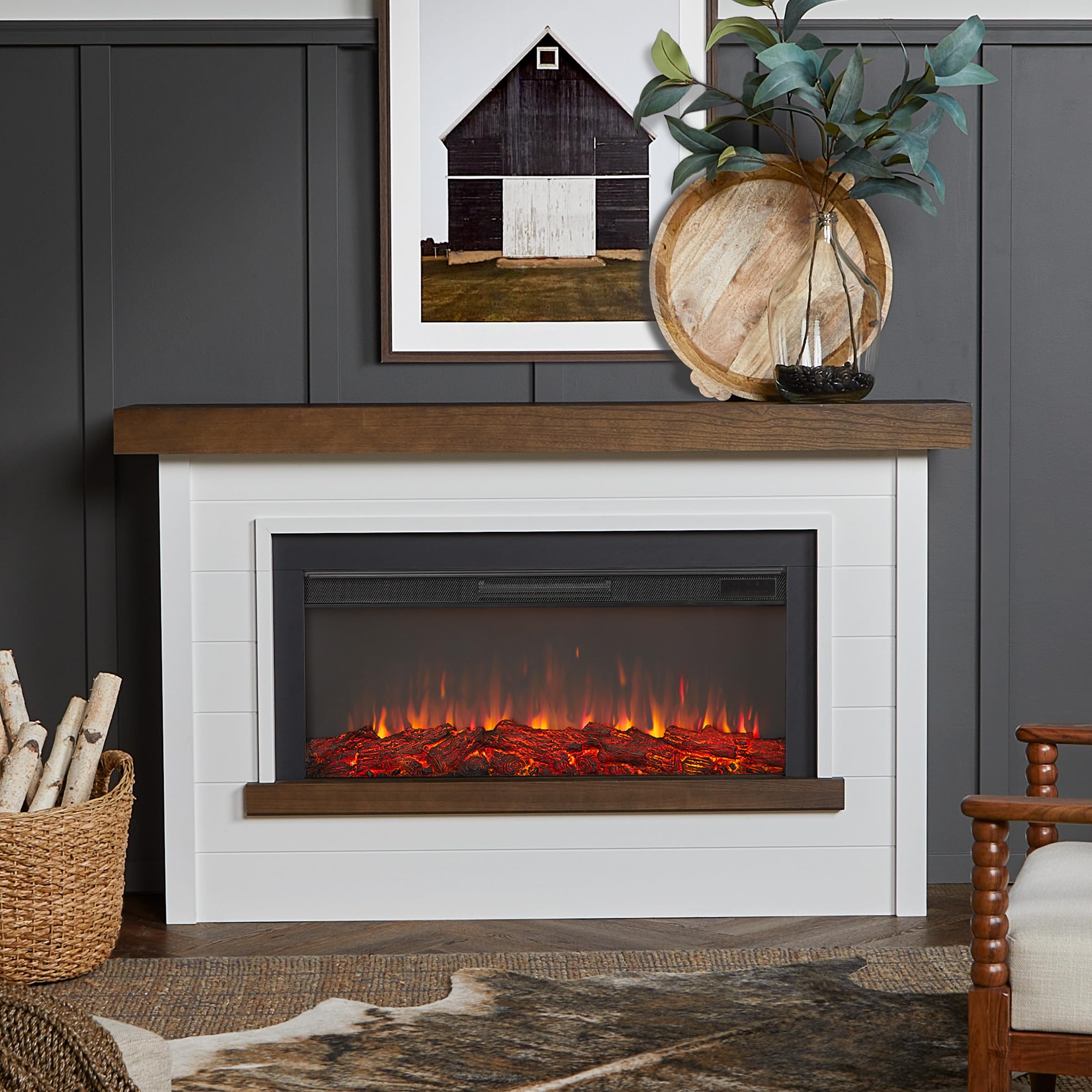 67" Landscape Electric Fireplace with Mantel