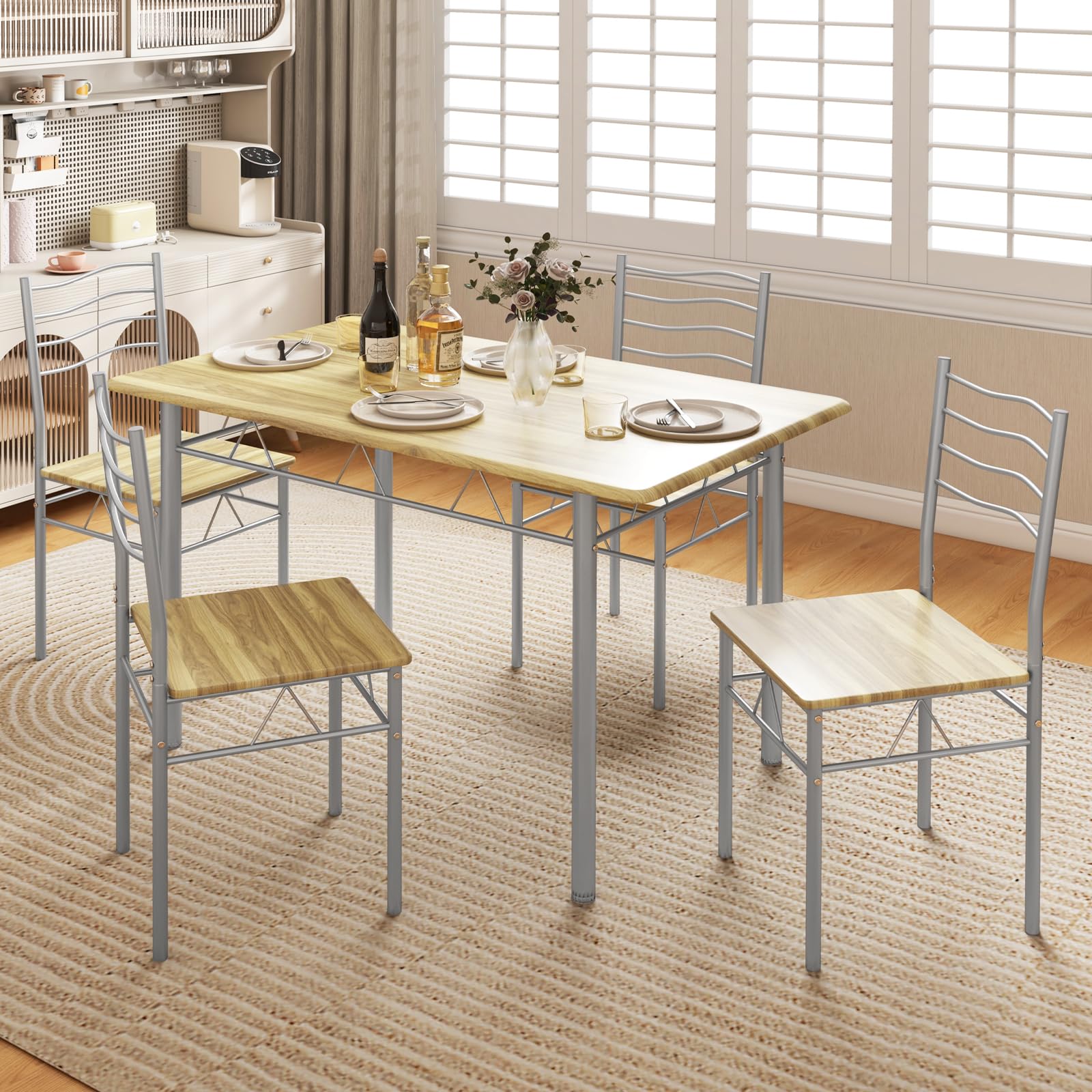5-Piece Dining Table Set with 4 Chairs