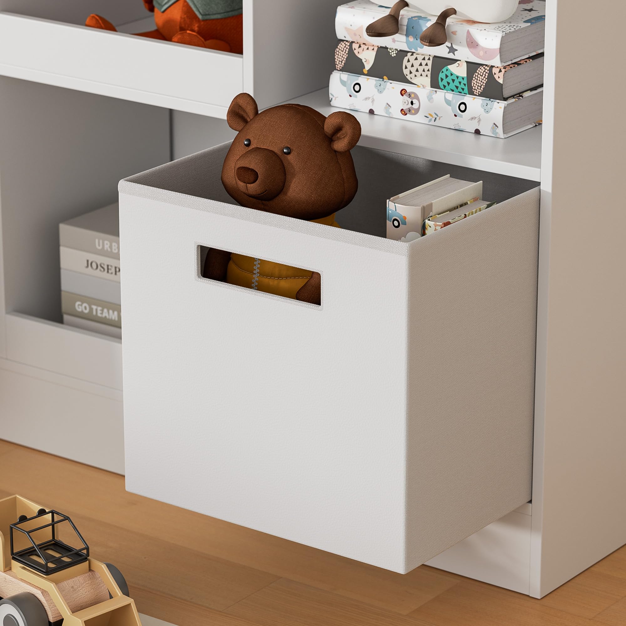 7-Shelf Bookcase with Fabric Drawers