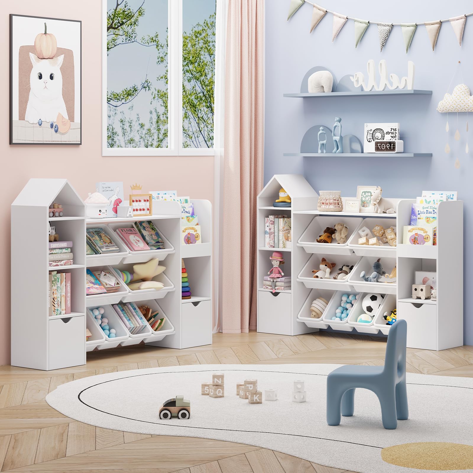 Castle Toy Storage Organizer with Bookshelf