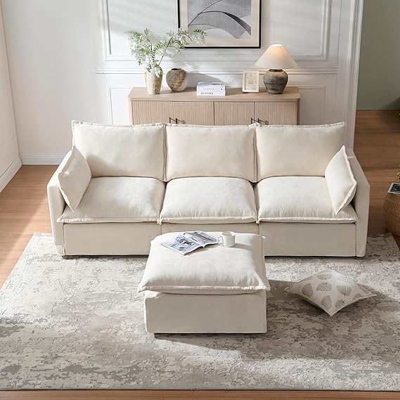 Modular L-Shaped Sectional Sofa with 4 Seats
