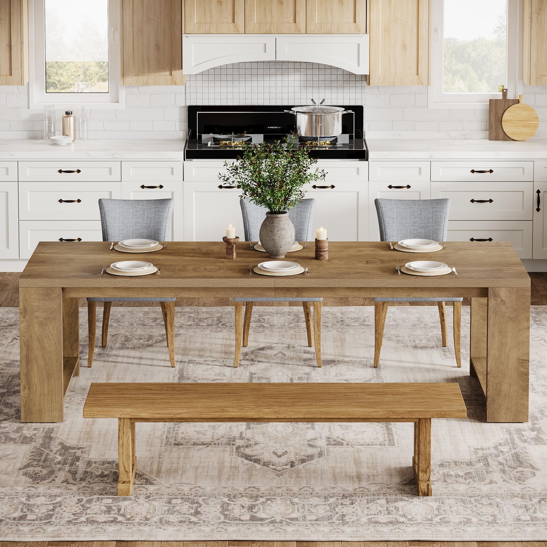 86.61-Inch Dining Table for 6 People