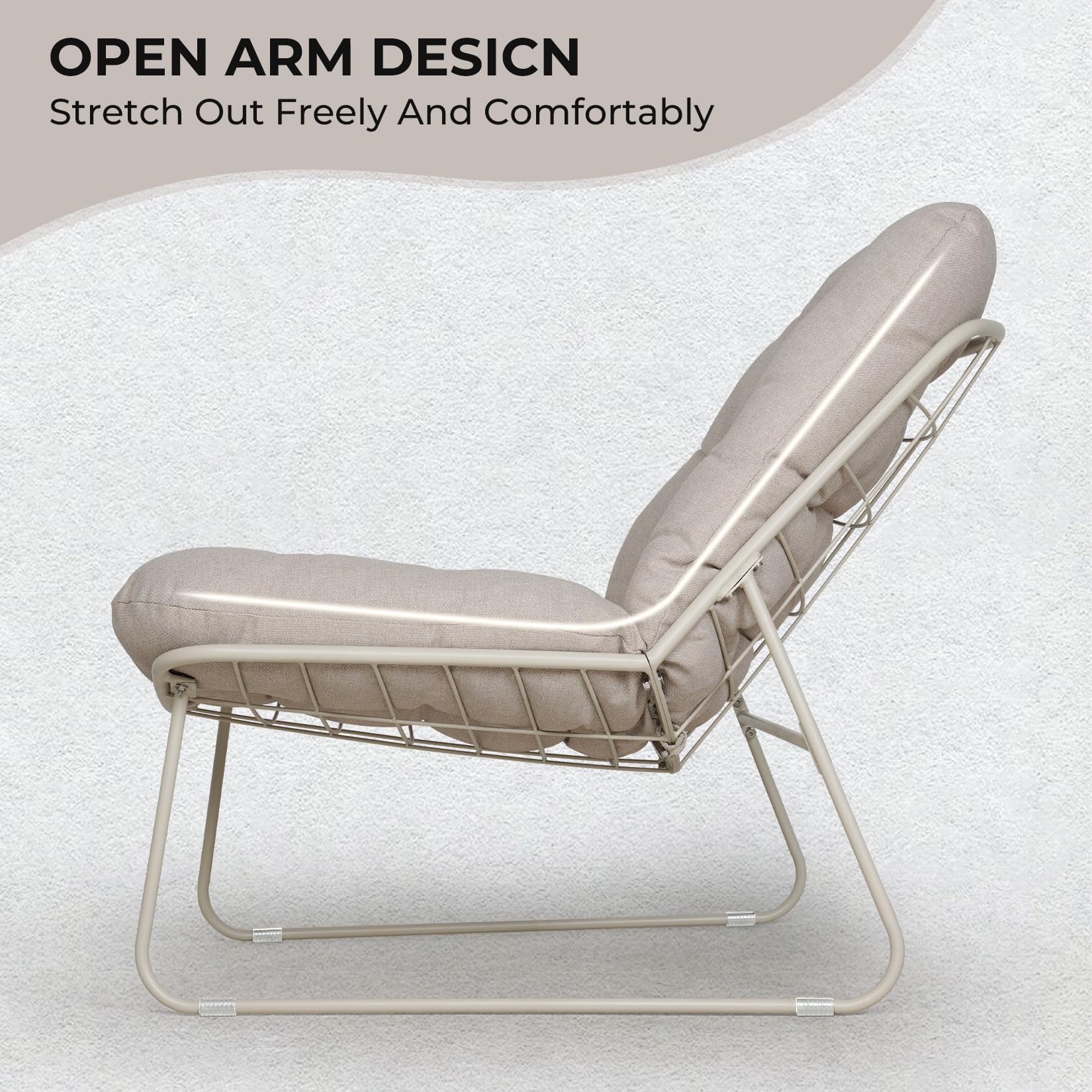 Outdoor Metal Lounge Chair with Cushion - Weather Resistant Patio Furniture