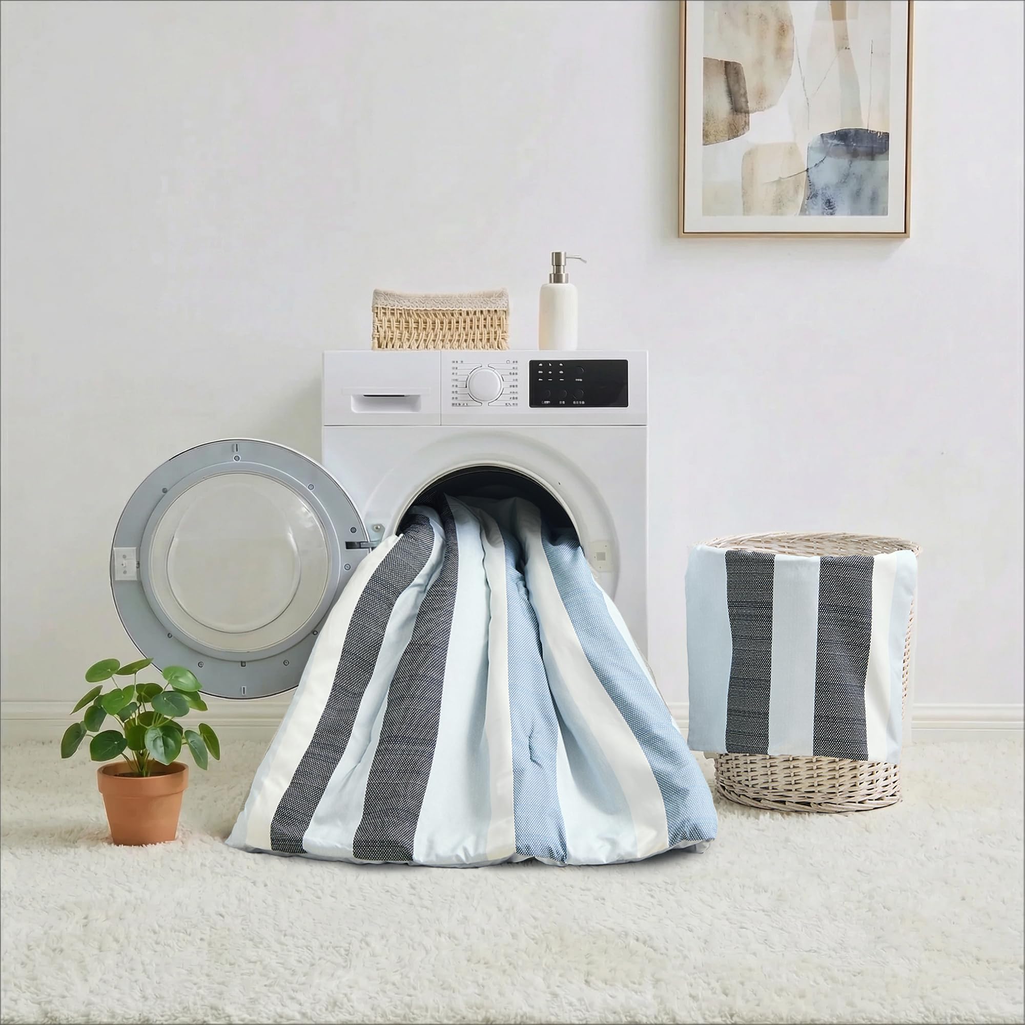 King Size Striped Comforter Set 7-Piece