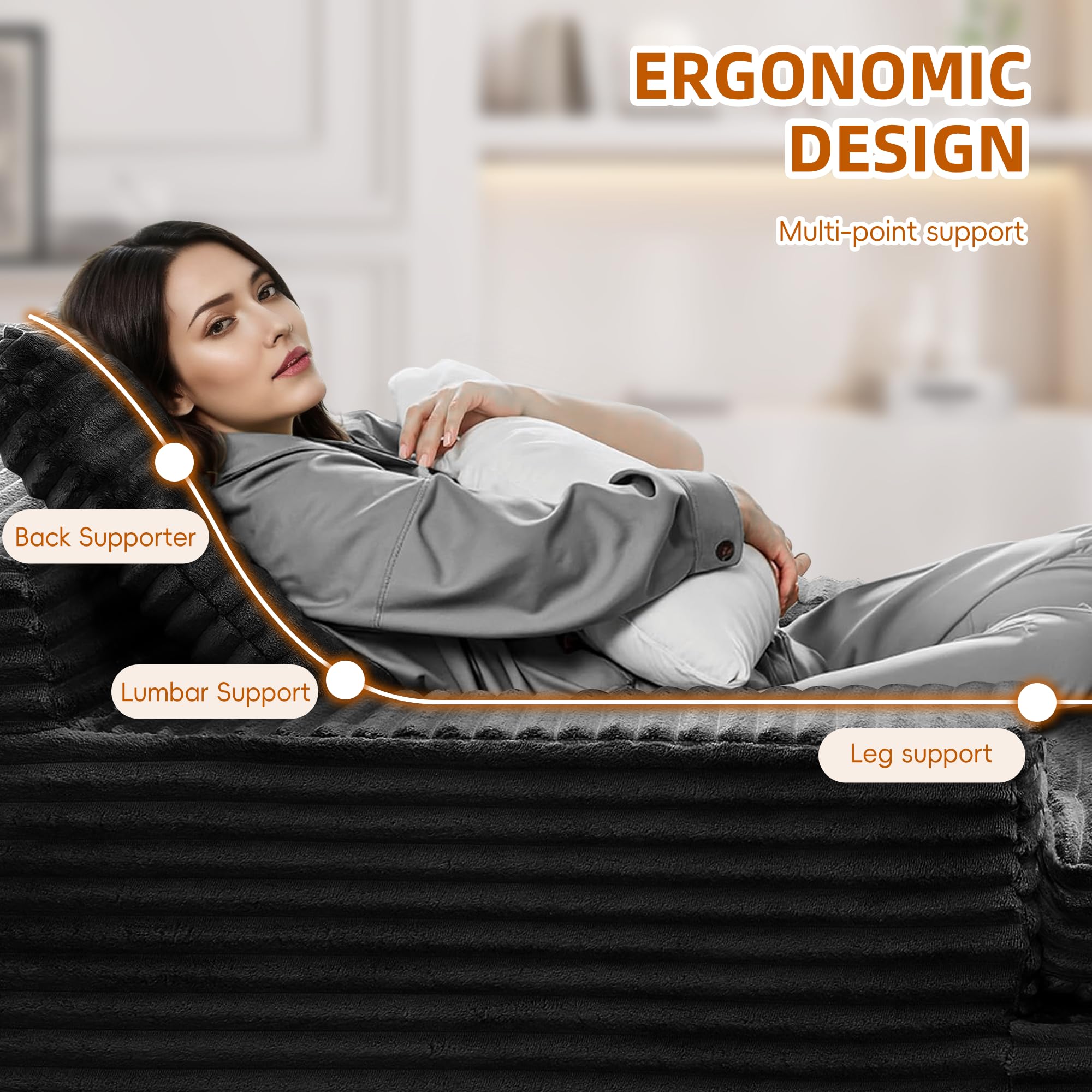 67" Oversized Chaise Lounge with Corduroy Upholstery
