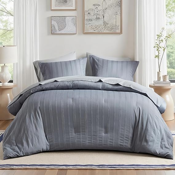 Logan Striped Comforter Set King 7-Piece