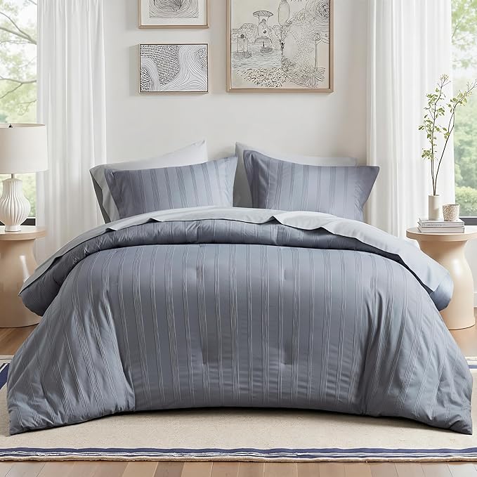 Logan Striped Comforter Set King 7 Pieces