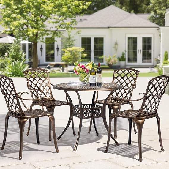 5 Piece Cast Aluminum Patio Dining Set