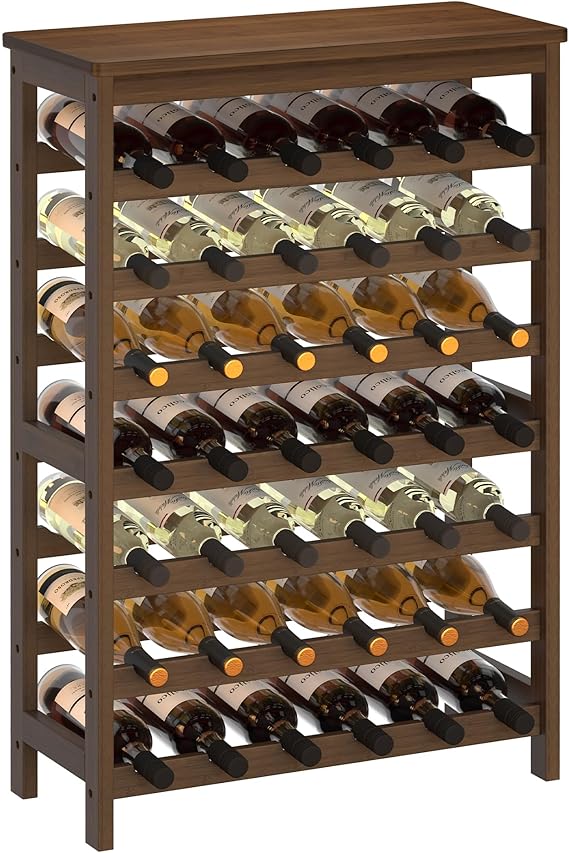 42-Bottle Bamboo Wine Rack 7-Tier Floor Standing