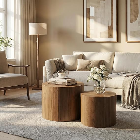 Round Nesting Coffee Table Set of 2