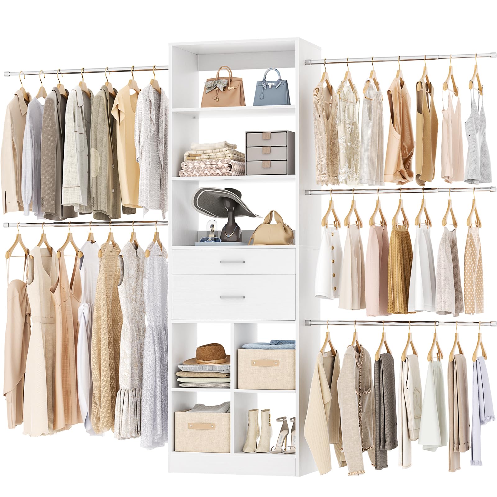 Closet Organizer System with Drawers and Shelves