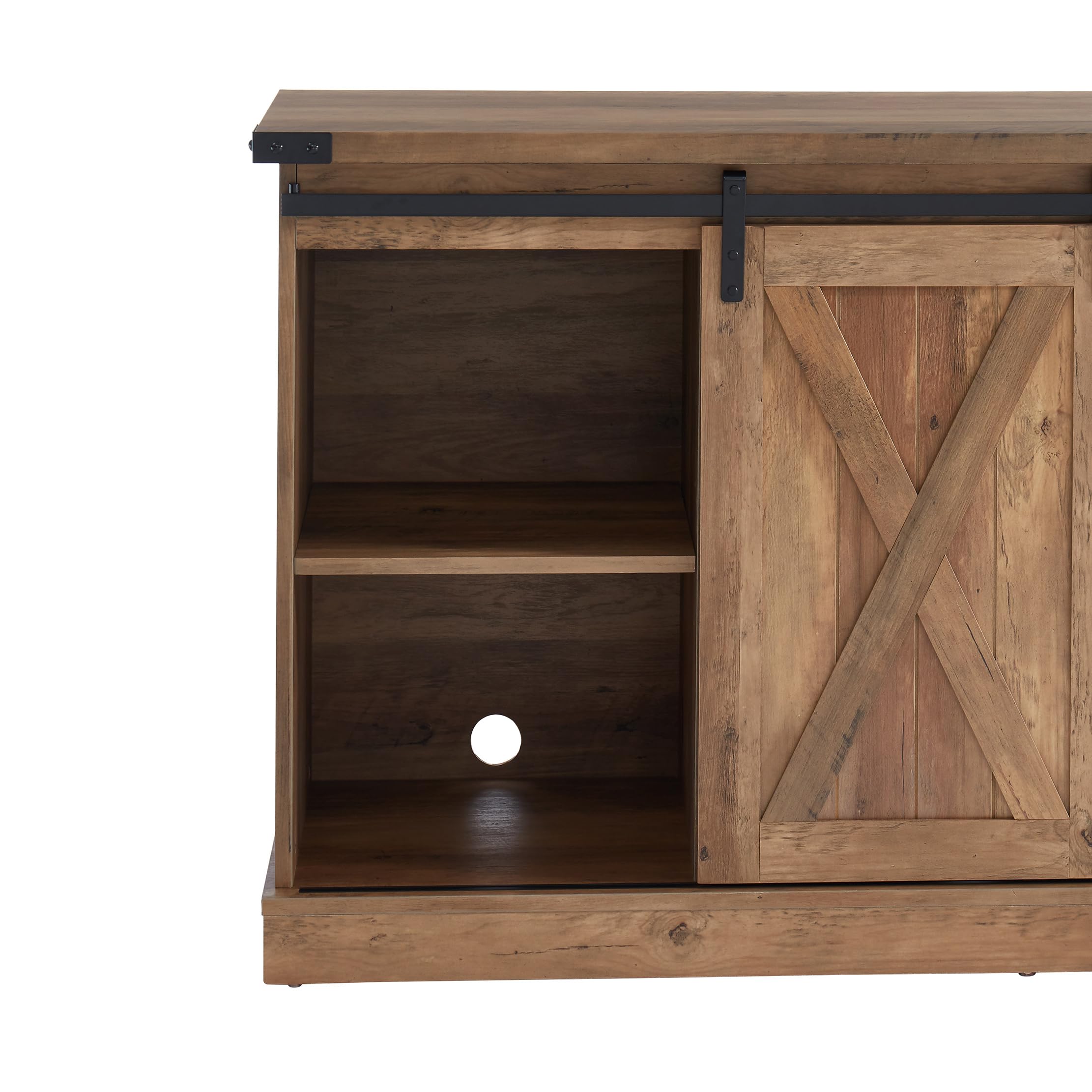 Farmhouse TV Stand with Sliding Barn Door for 60 Inch TV