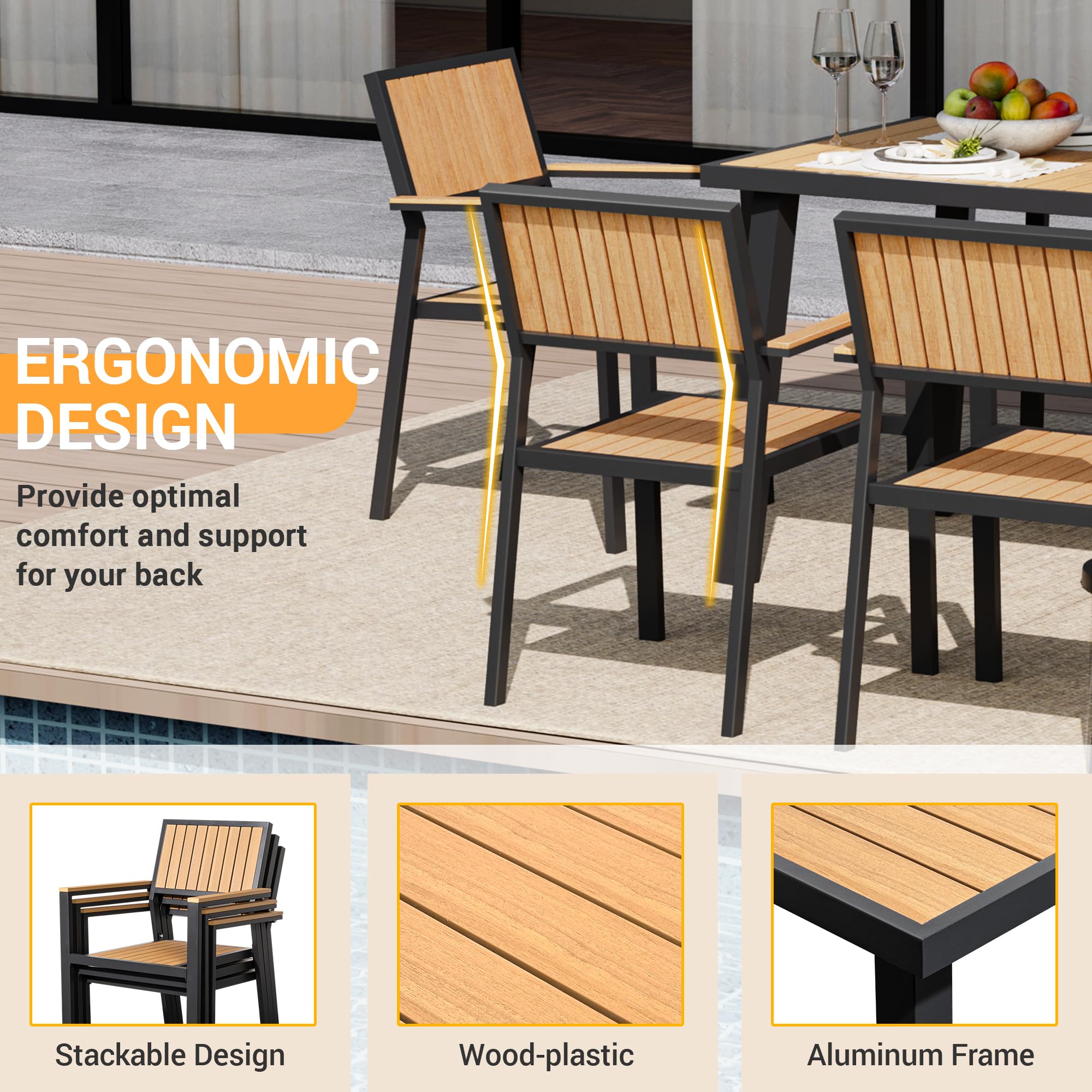 8-Piece Aluminum Patio Dining Set with Stackable Chairs
