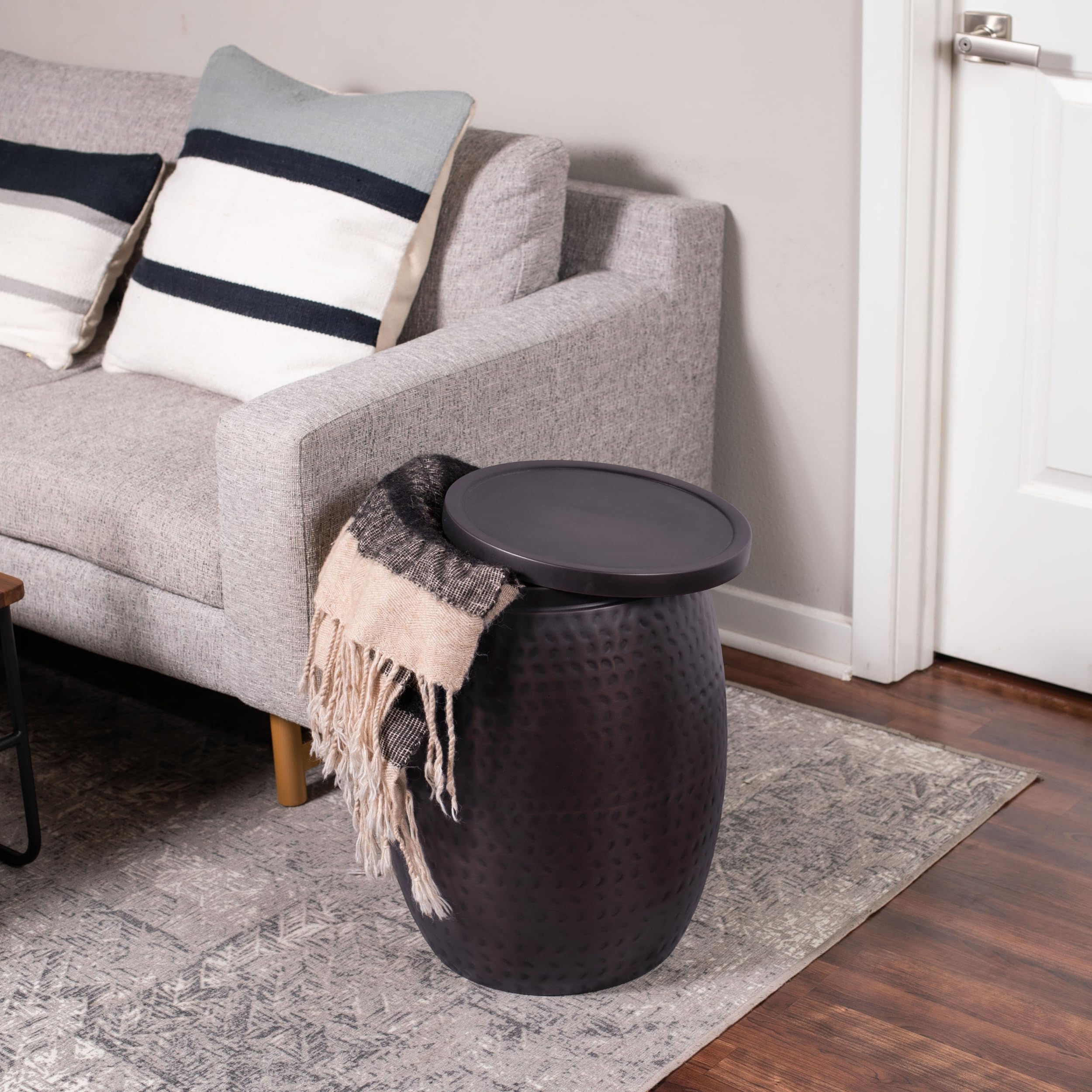 Iron Storage Side Table with Removable Lid