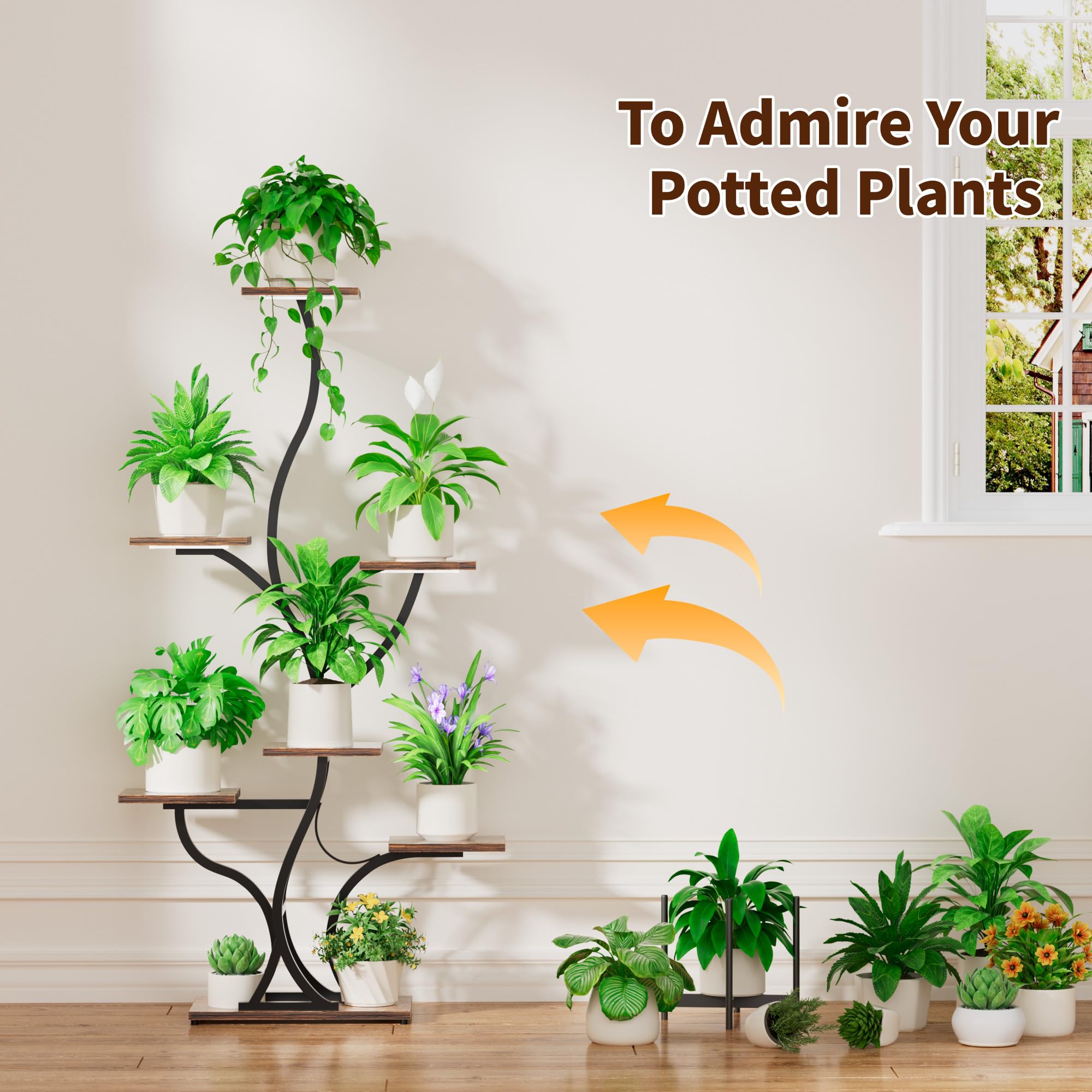 7-Tier Plant Stand with Grow Lights - 59 Inch Tall Corner Display Rack