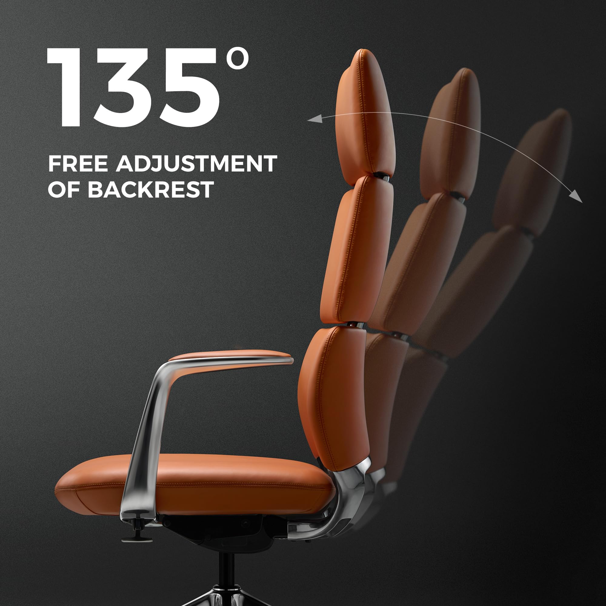 Executive Leather Office Chair High Back Ergonomic Orange