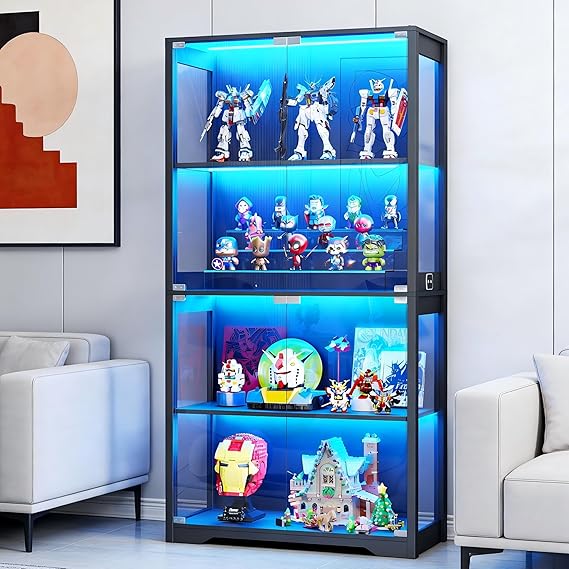 Display Cabinet with Glass Doors and LED Lights