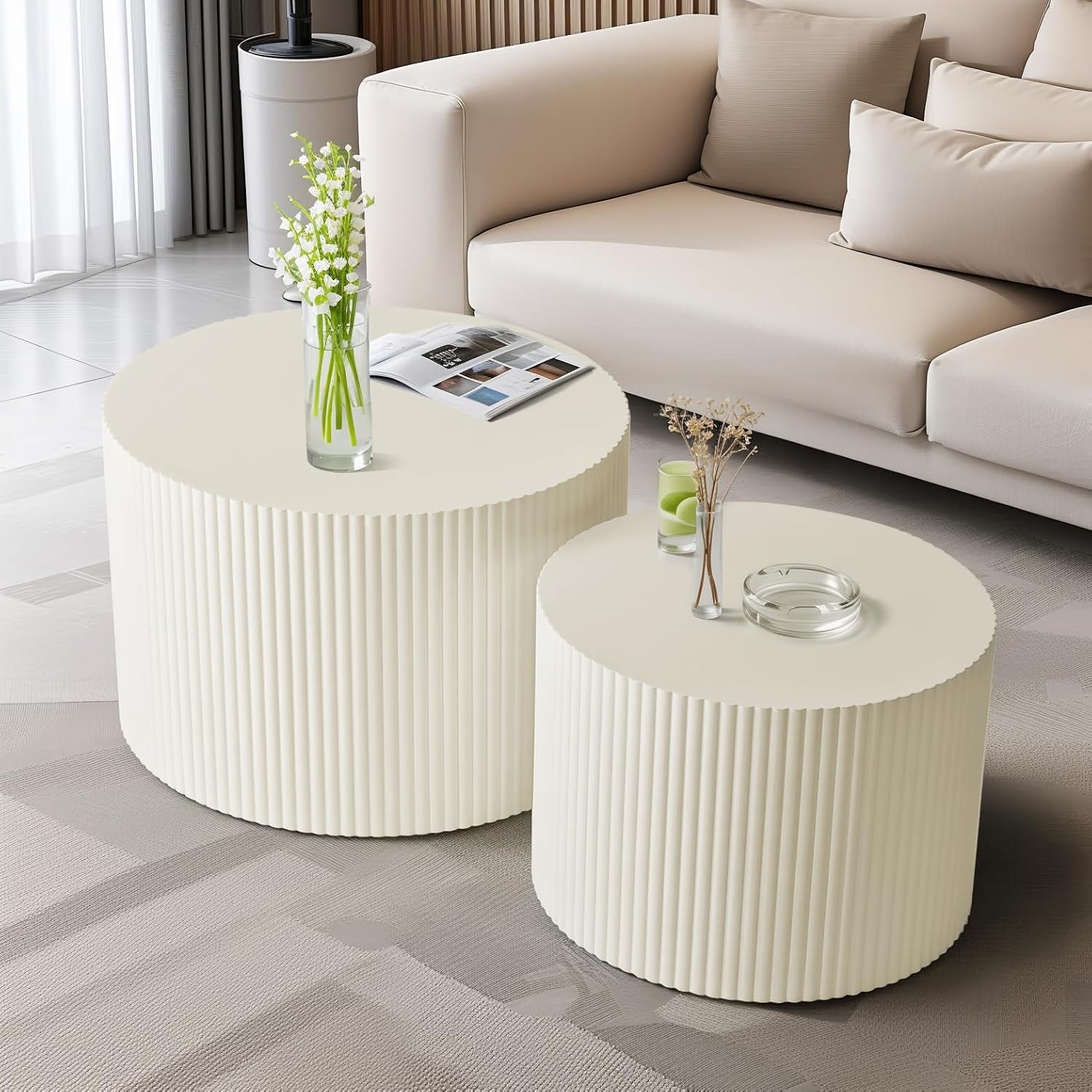 Round Nesting Coffee Table Set of 2